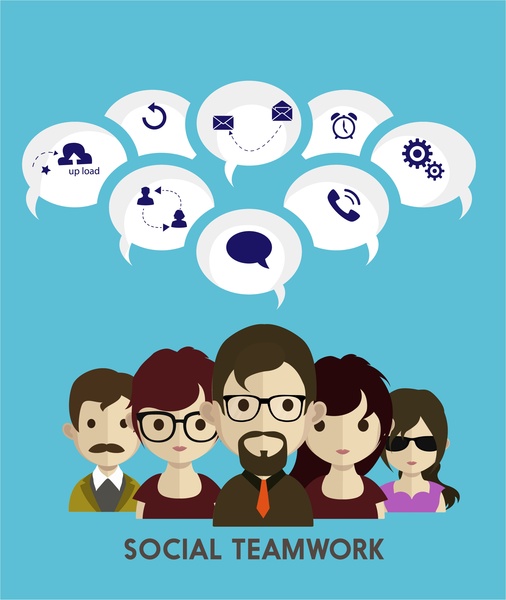 social teamwork concept infographic human interfaces