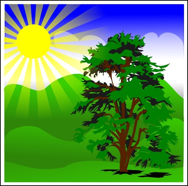 Sunny Spring With Blue Sky clip art Free vector in Open office drawing