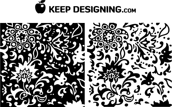 flower patterns black and white. Swirly Summer Floral Pattern