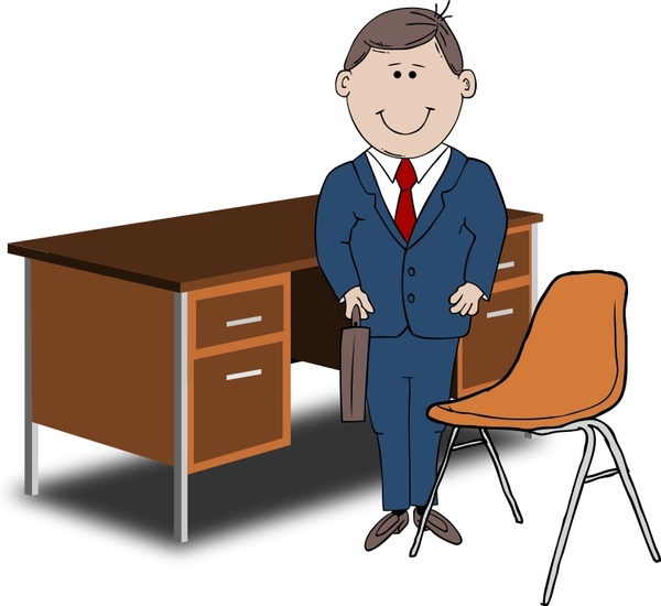 Office Chairs on Teacher   Manager Between Chair And Desk Vector Clip Art   Free Vector