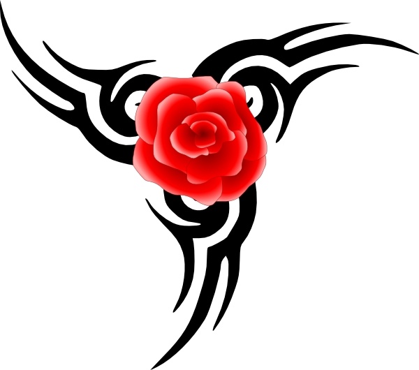 Tribal Tattoo With Rose clip art Free vector in Open office drawing svg