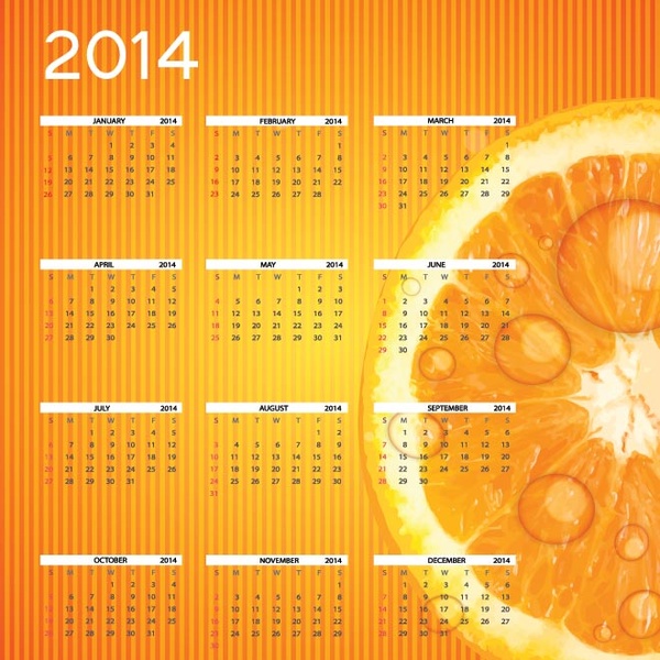 Vector14 orange calendar template Free vector in Encapsulated