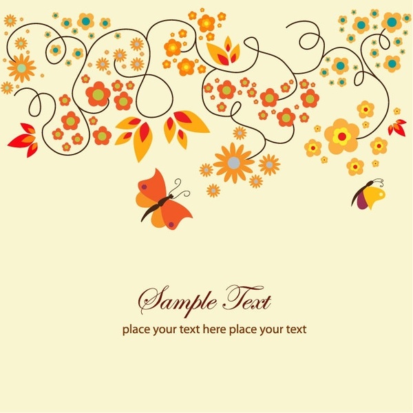 Background Vector Free Download on Floral Greeting Card Vector Flower   Free Vector For Free Download
