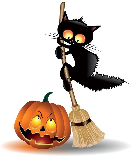 Download Vector scarcy black cat with halloween pumpkin Free vector ...