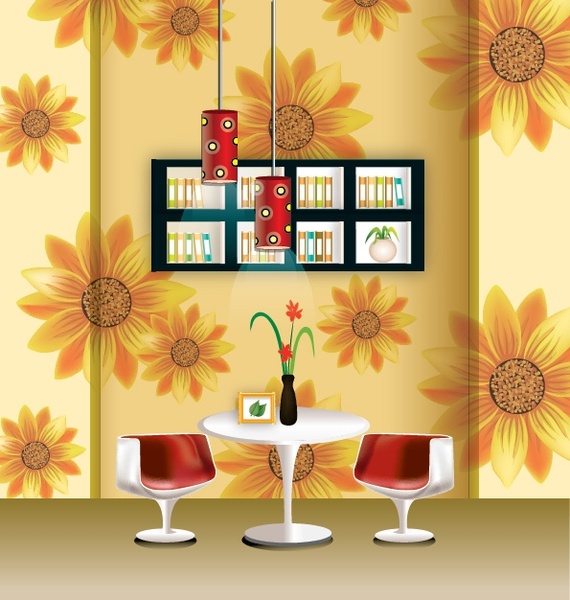 Vector stylish wallpaper chandelier home decor Vector misc - Free ...