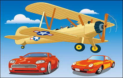 Vehicle Vector Material��Propeller-driven aircraft and sport car