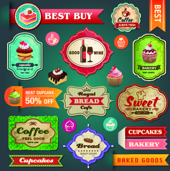 Vintage food logo with labels vector Free vector in Encapsulated