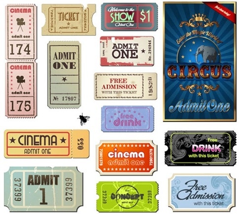 Free Download Films on Movie Ticket Vector Set Vector Misc   Free Vector For Free Download