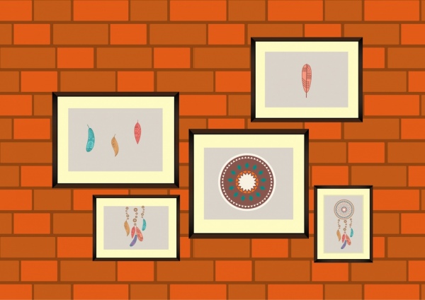 wall decor painting icons brick style