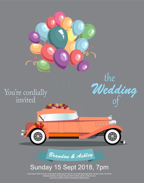 wedding banner vintage car balloons
