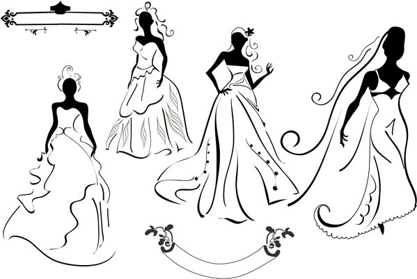 wedding dress silhouette vector Preview