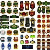 10 sets of gorgeous european label icon vector