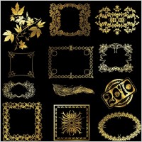 12 golden lace pattern vector