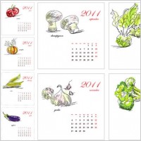 2011 calendar of vegetables vector hand