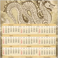 2012 calendar year of the dragon vector