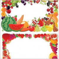 2 fruit border vector