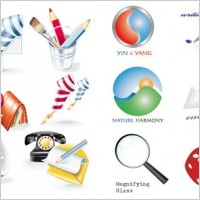 2 sets of 3d style icon vector