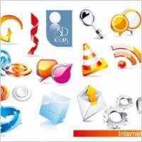 2 sets of beautiful 3d icon vector