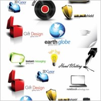 2 sets of beautiful threedimensional icon vector