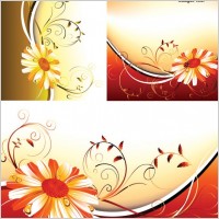 3 flower pattern background vector