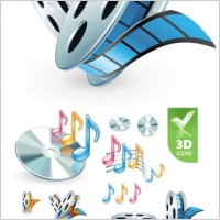 3d audio video icon vector