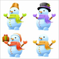 3D Cute Snowman Vector Set