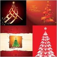 4 beautiful christmas tree vector