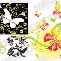 4, bird or butterfly pattern combination of vector material
