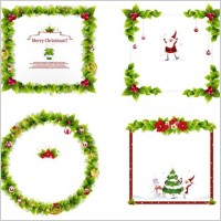 4 christmas wreath border vector