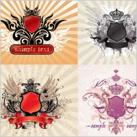4 crown wings shield pattern vector