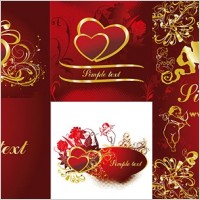 4 gold heartshaped pattern vector