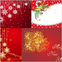 4 red christmas and new year vector