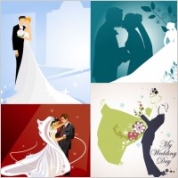 4 wedding wedding theme vector illustrator
