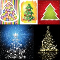 5 beautiful christmas tree vector