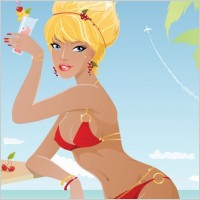 5 charming girl vector graphics