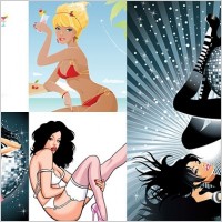 5 charming women vector