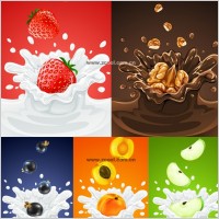 5 fruit and milk moment vector fall