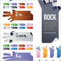 5 kinds of gestures shaped paper paper vector