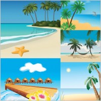 5 seaside scenery vector