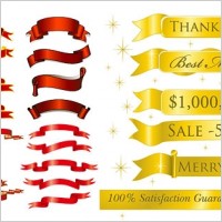5 sets of festive ribbon banner vector