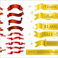 5 sets of festive ribbon banner vector material