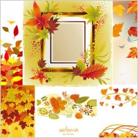 6 autumn maple leaf border vector