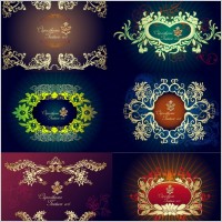 6 beautiful european border pattern vector