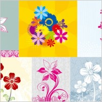 6 handpainted flowers vector
