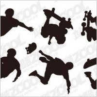 6 skateboard action figures vector material