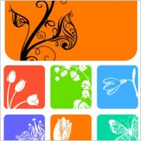 9 small flower pattern silhouette vector