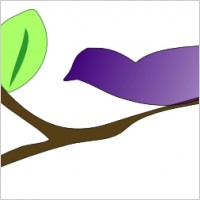 A Gradient Blue Bird On A Tree Branch clip art