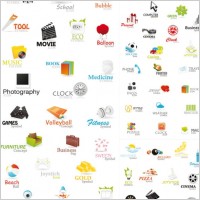 a variety of beautiful icons vector