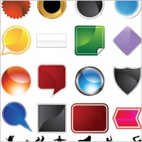 a variety of graphical icons and female silhouette vector
