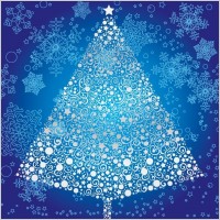 Abstract Christmas Tree with Snowflake Vector Art